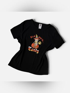 Vintage 2004 Betty Boop Black Halloween Candy Corn Pumpkin Tee